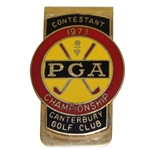 Bob Goalbys 1973 PGA Championship at Canterbury GC Contestant Badge - Jack Nicklaus Winner