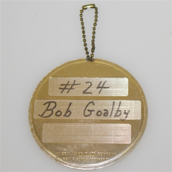 Bob Goalby's 1972 Masters Tournament Contestant Bag Tag - Jack Nicklaus Winner