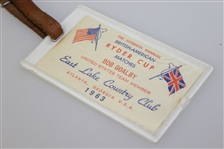 Bob Goalby's 1963 Ryder Cup Matches at East Lake CC USA Team Member Bag Tag