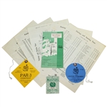 1982 Masters Badge, Par 3 Ticket, Daily Ticket, Spectator Guide, & Thurs-Sun Pairing Sheets with Par 3