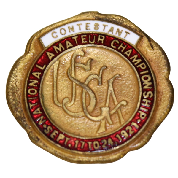 1921 US Amateur Championship at St. Louis CC Contestant Badge - Seldom Seen! Jones at 19