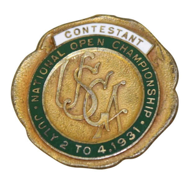 1931 US Open Championship at Inverness Contestant Badge - Billy Burke Winner