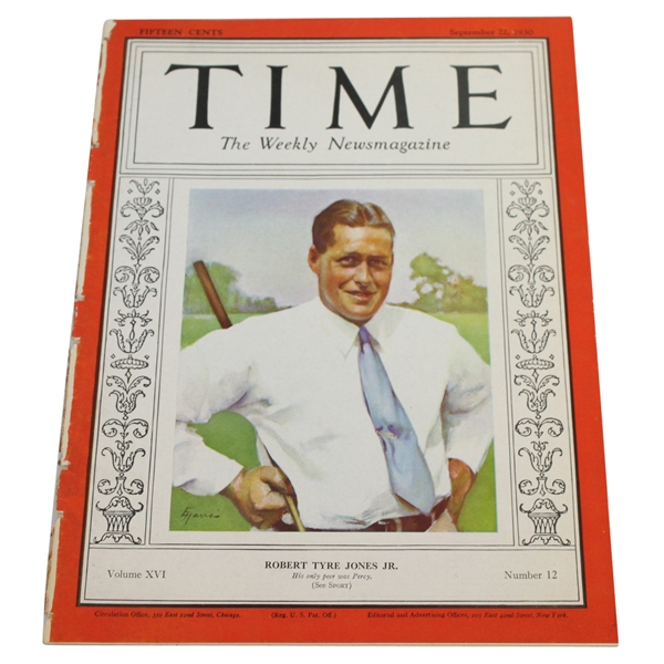 1930 Time Magazine with Bobby Jones on Cover - September 22nd
