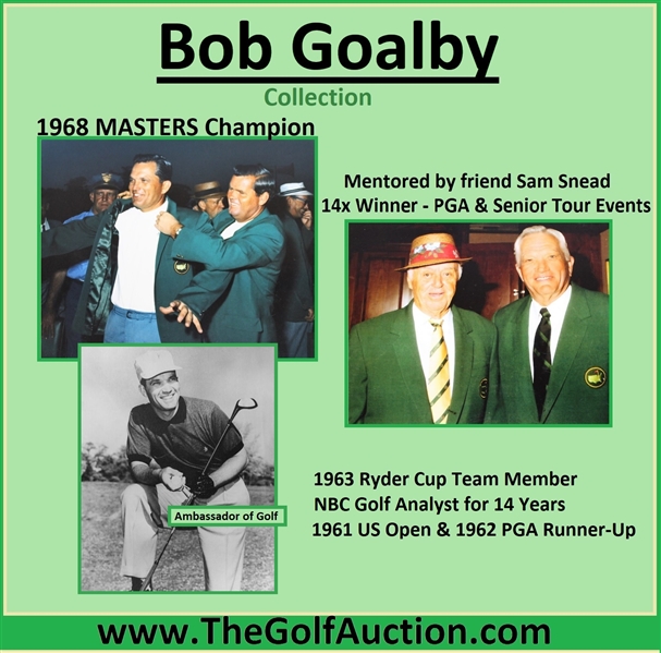 Bob Goalby's 1962 Masters Tournament Contestant Badge #44 - Arnold Palmer Winner