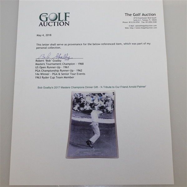Bob Goalby's 2017 Masters Champions Dinner Gift - 'A Tribute to Our Friend Arnold Palmer' Plate