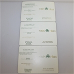 Pair of Authentic Erin Hills Course Used White Tee Markers with Letter & Scorecards
