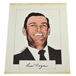 Ben Hogan Signed Original Headshot Art Piece - Also Signed by Artist JSA ALOA