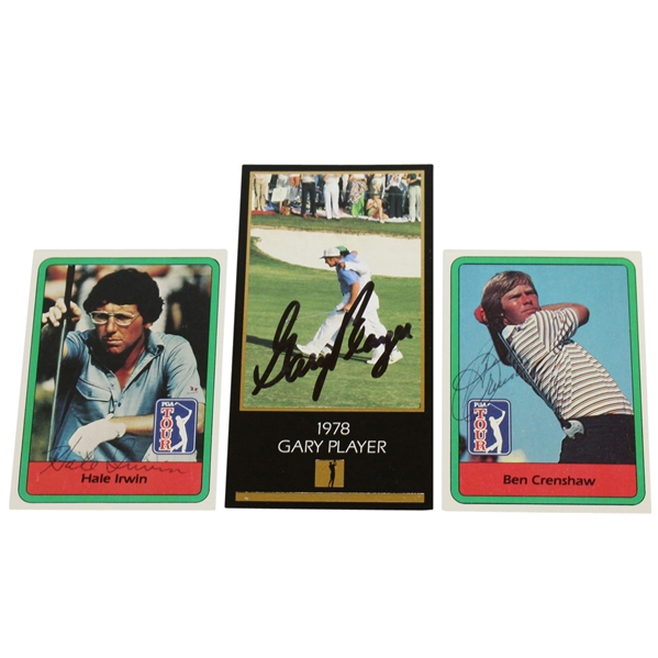 Gary Player, Hale Irwin, & Ben Crenshaw Signed Golf Cards JSA ALOA