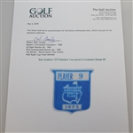 Bob Goalby's 1975 Masters Tournament Contestant Badge #9 - Jack Nicklaus Winner