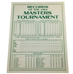 1964 Records of the Masters Tournament Card - Arnold Palmer 4th & Final Win