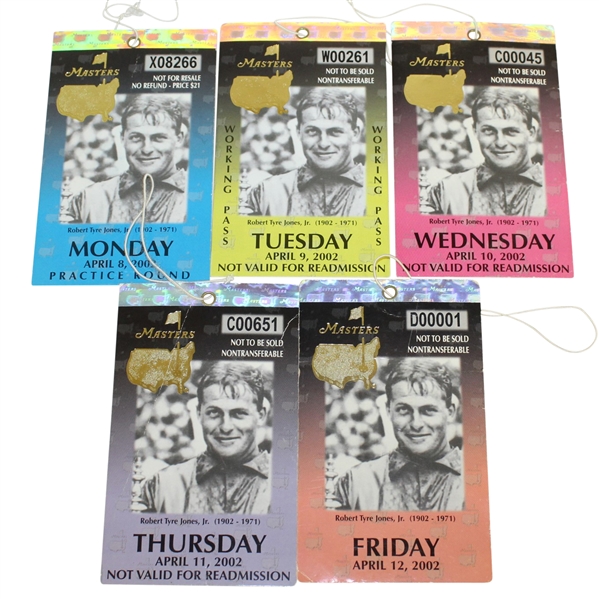2002 Masters Daily Tickets - Monday-Friday - Tiger Woods Winner