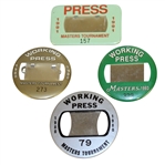 Four Masters Tournament Working Press Badges - 1980, 1988, 1991, & 1993