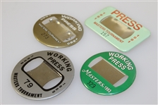 Four Masters Tournament Working Press Badges - 1980, 1988, 1991, & 1993