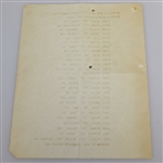 1940 Masters Tournament Sunday 4th Round Pairings Sheet