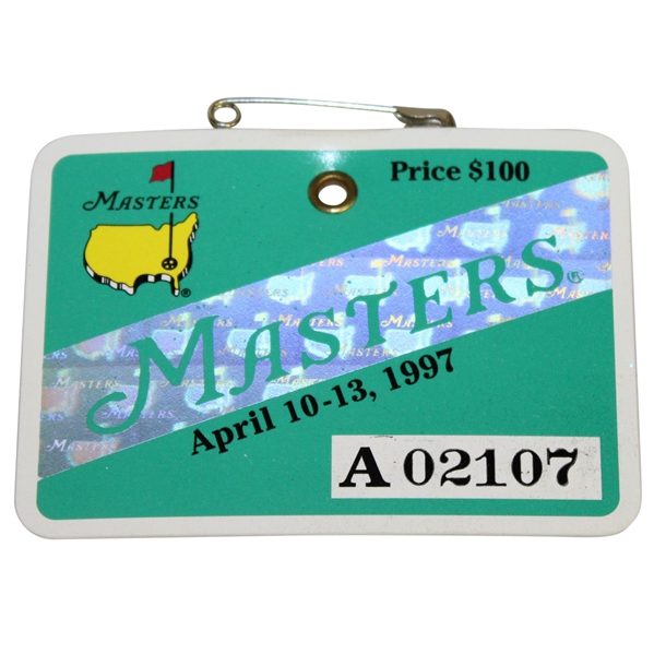 1997 Masters Tournament Series Badge #A02107 - Tiger Woods First Masters Win