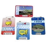 1995, 1996, 1998, & 1999 Masters Tournament Series Badges - Crenshaw, Faldo, OMeara, & Olazabal