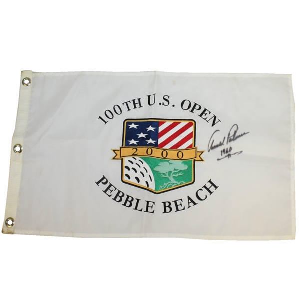 Arnold Palmer Signed 2000 US Open at Pebble Beach Embroidered Flag with '1960' JSA ALOA