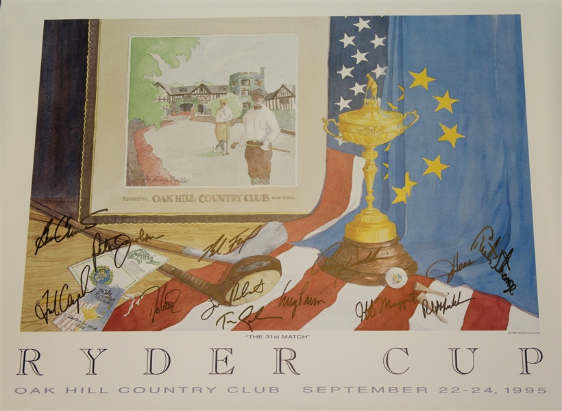 1995 Ryder Cup at Oak Hill Country Club Team USA Signed Poster JSA ALOA