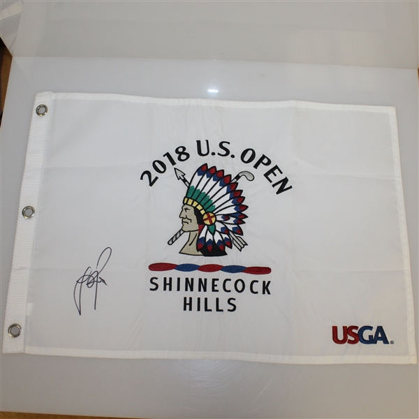 Justin Rose Signed 2018 US Open at Shinnecock Hills Embroidered Flag JSA ALOA