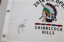 Justin Rose Signed 2018 US Open at Shinnecock Hills Embroidered Flag JSA ALOA