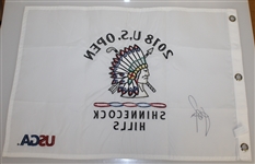 Justin Rose Signed 2018 US Open at Shinnecock Hills Embroidered Flag JSA ALOA