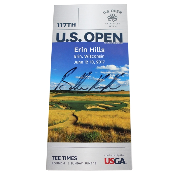 Brooks Koepka Signed 2017 US Open at Erin Hills Sunday Tee Times JSA ALOA