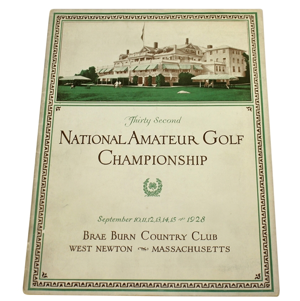 1928 US Amateur Championship at Brae Burn Program - Bobby Jones Winner