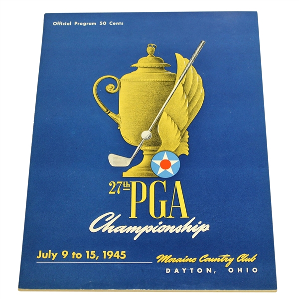 1945 PGA Championship at Morraine CC Program - Byron Nelson Winner - Part of 11 in a Row!