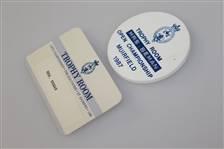 Judy Beman's Open Championship Trophy Room Badges - 1987 & 1990