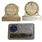 Three Judy Bemans PGA of America Name Badges
