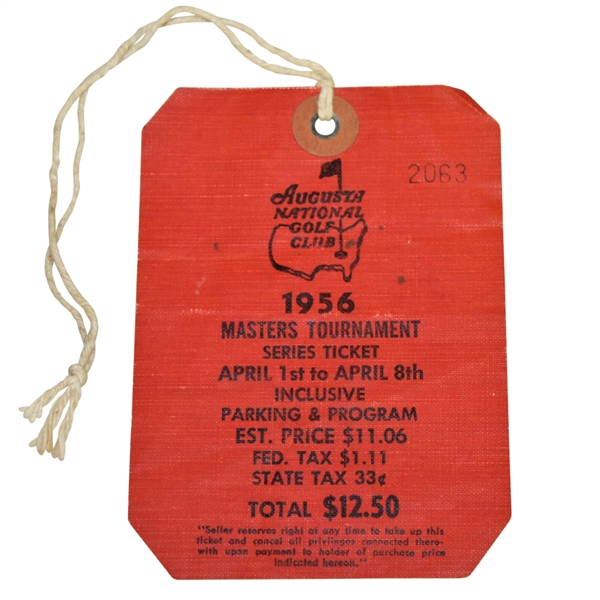 1956 Masters Tournament SERIES Badge #2063 - Jack Burke Winner