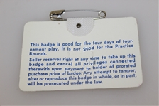 Fuzzy Zoeller Signed 1979 Masters SERIES Badge #7996 JSA ALOA