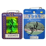 Jose Maria Olazabal Signed 1994 & 1999 Masters SERIES Badges JSA ALOA
