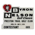1974 Byron Nelson Golf Classic at Preston Trail Golf Club Contestant Badge #085