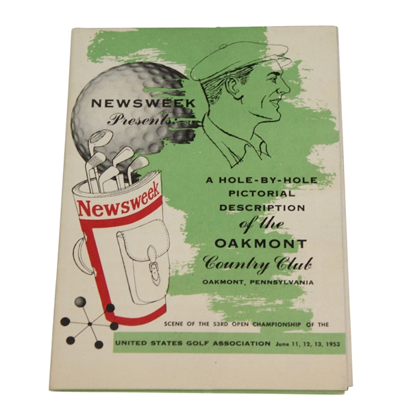1953 Newsweek Presents Hole-by-Hole Pictorial Description of Oakmont CC Fold Out Booklet