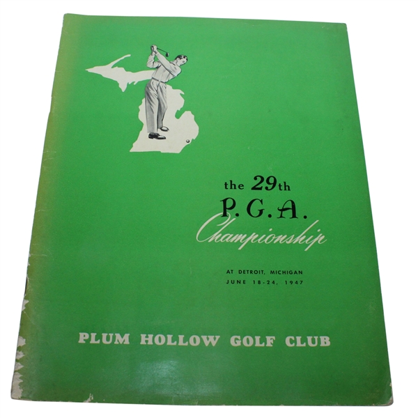 1947 PGA Championship at Plum Hollow Program - Jim Ferrier Win