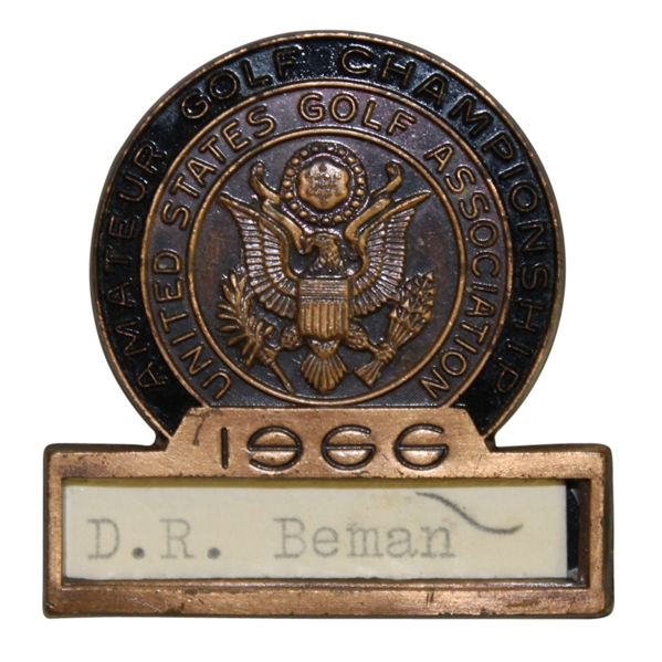 Deane Bemans 1966 US Amateur Championship Contestant Badge - Runner-Up