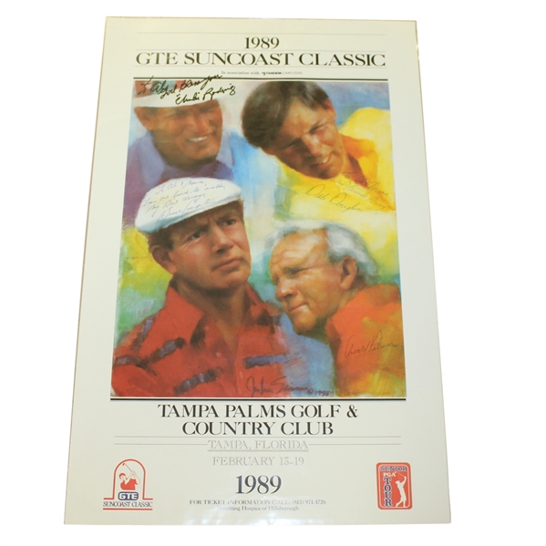 Arnold Palmer Signed 1989 GTE Suncoast Classic Poster - ChiChi, Crampton, and Douglass Signed JSA ALOA