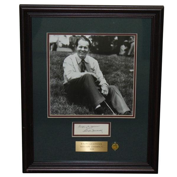 Ralph Guldahl Signed Masters Shot Display with Notation - Framed JSA ALOA