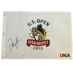 Dustin Johnson Signed 2016 US Open Championship at Oakmont Embroidered Flag JSA ALOA