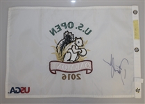 Dustin Johnson Signed 2016 US Open Championship at Oakmont Embroidered Flag JSA ALOA