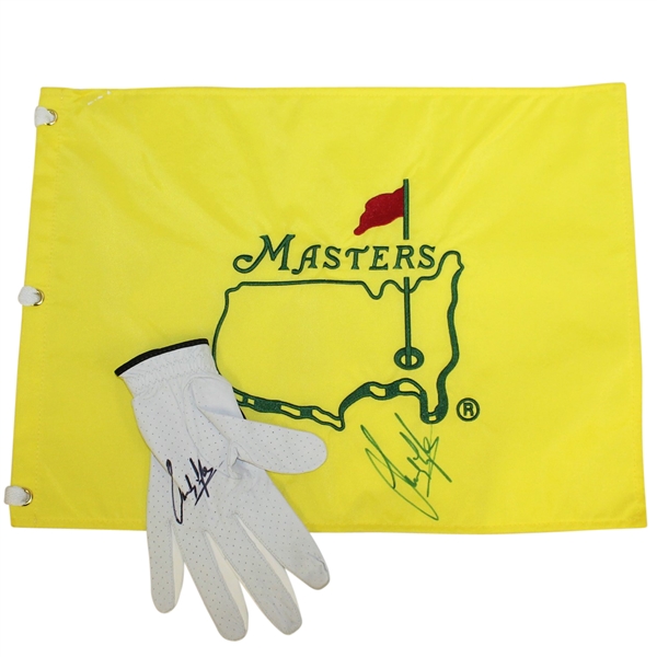Sandy Lyle Signed Undated Masters Embroidered Flag & Signed Golf Glove JSA ALOA