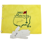 Mike Weir Signed 2003 Masters Embroidered Flag & Signed Golf Glove JSA ALOA