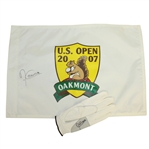Angel Cabrera Signed 2007 US Open at Oakmont Flag & Signed Golf Glove JSA ALOA
