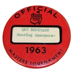 1963 Masters Tournament Officials Badge - Leo Beckmann Scoring Announcer