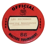 1965 Masters Tournament Officials Badge #86 - Leo Beckmann Scoring Announcer