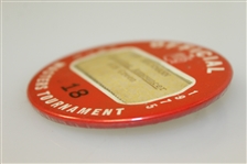 1975 Masters Tournament Officials Badge #18 - Leo Beckmann Scoring Announcer #18 Green