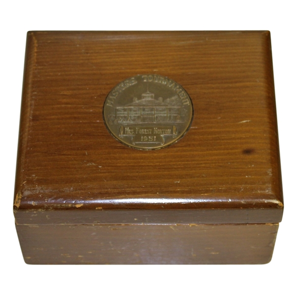 1951 Masters Tournament Wood Box Gift Given To Mrs. Forest Norton