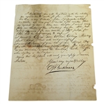 1867 Fruitland Nurseries (Augusta National Grounds) Letter Signed by P.J. Berckmans JSA ALOA