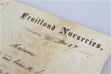 1867 Fruitland Nurseries (Augusta National Grounds) Letter Signed by P.J. Berckmans JSA ALOA